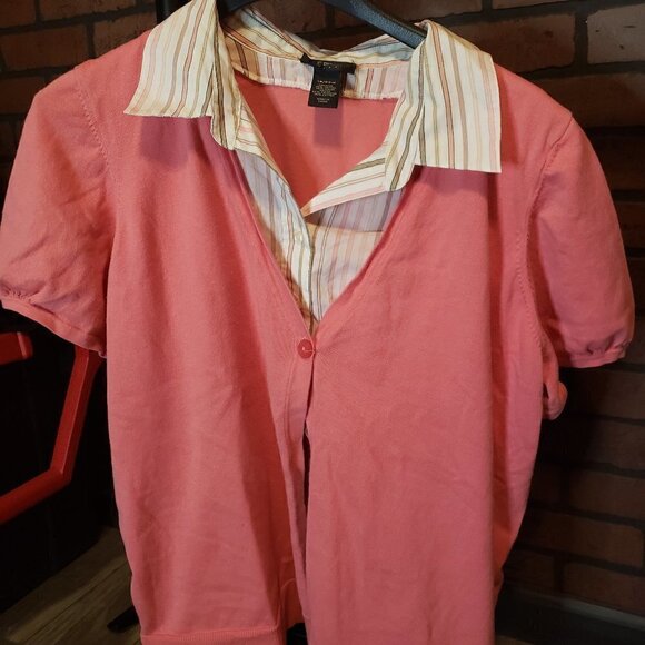 Lane Bryant Mixed Media Short Sleeve Top - Picture 3 of 7